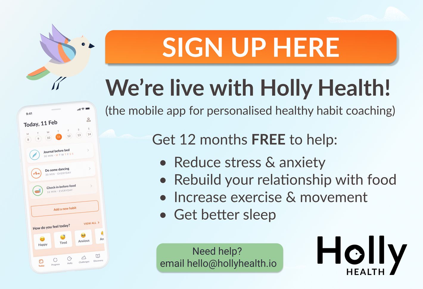 Holly Health app sign up